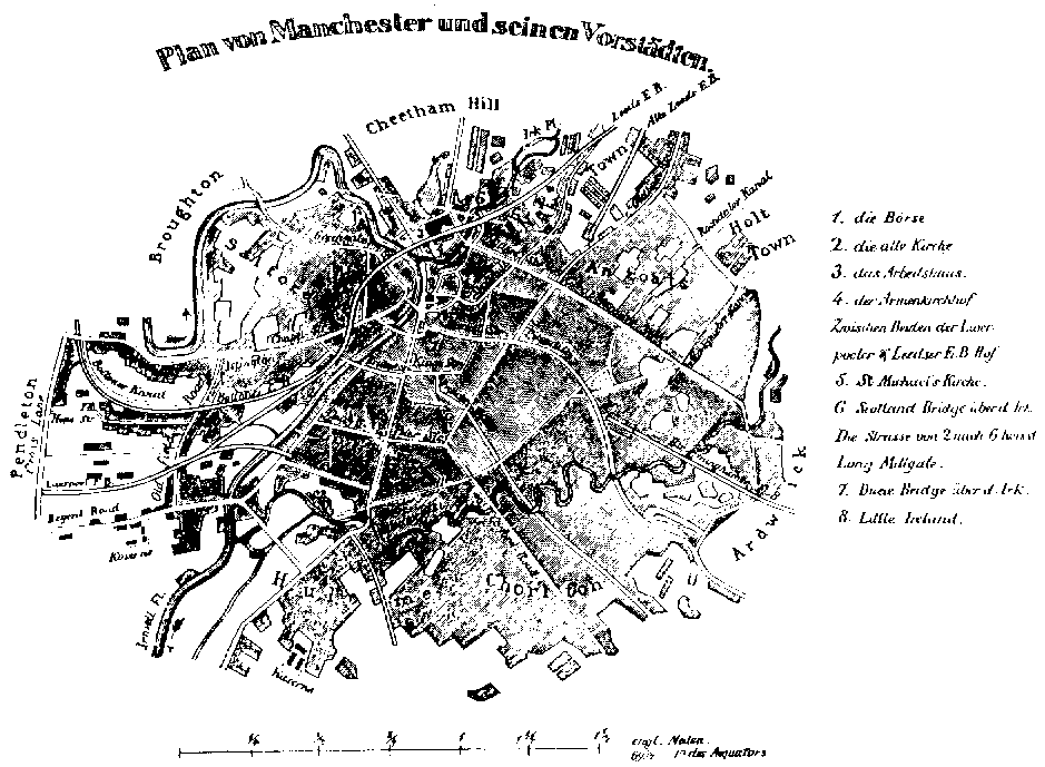 Plan von Manchester und seinen Vorstädten (1845)