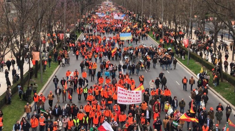 Demonstration of agricultural holders in Madrid yesterday.