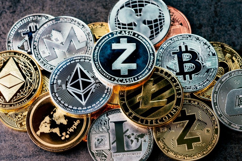 Depictions of different cryptocurrencies