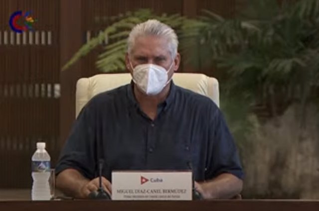 Díaz Canel in national TV reacts to the protests in Cuba