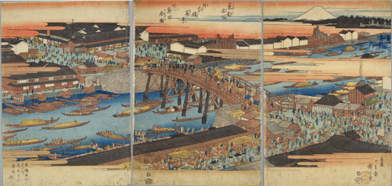 View of the suburbs of Edo city, now Tokyo, in the 18th century