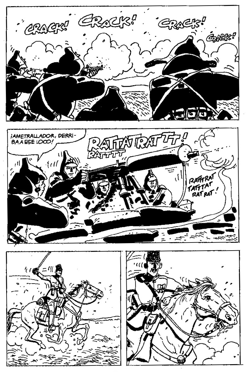 Death of Enver Pasha by riflemen of an Armenian battalion of the Red Army, as imagined by cartoonist Hugo Pratt.