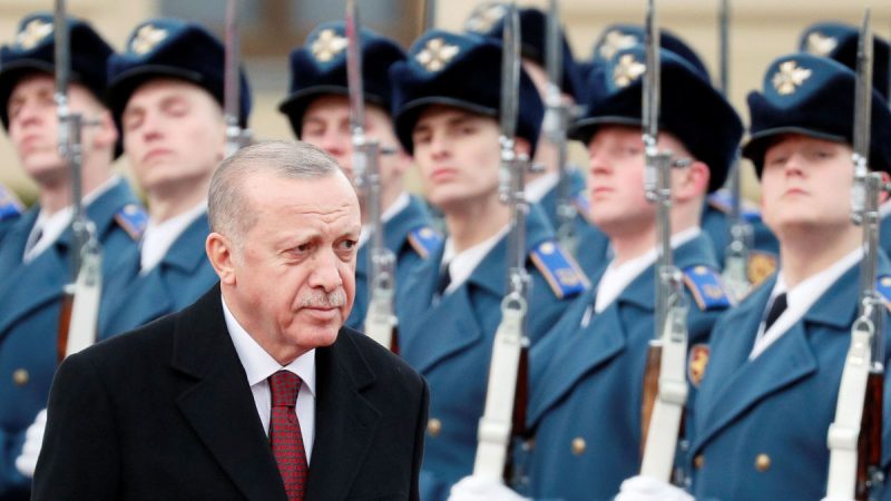 Erdogan reviews Ukrainian soldiers in 2020.