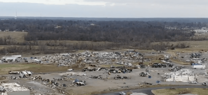 The Mayfield Candle Factory after the tornado