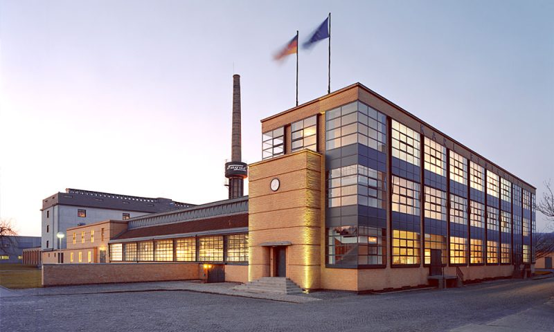 Fagus shoe last factory. the facade on the right is the work of Gropius and today a world heritage site.