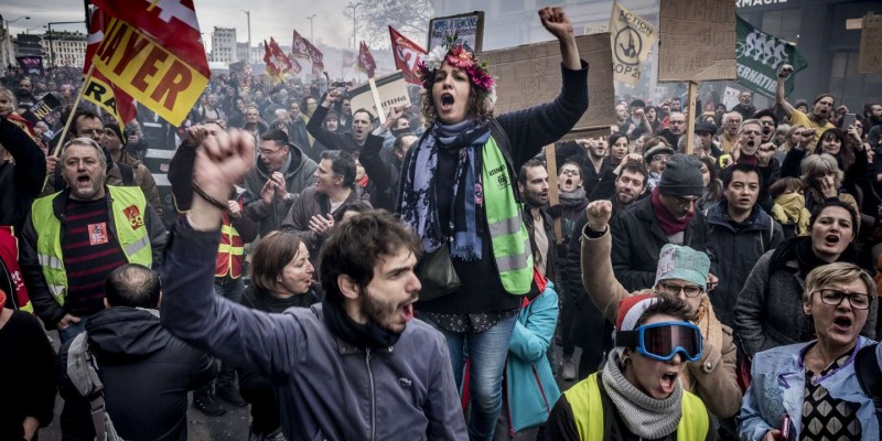 Protests against pension reform in 2020.