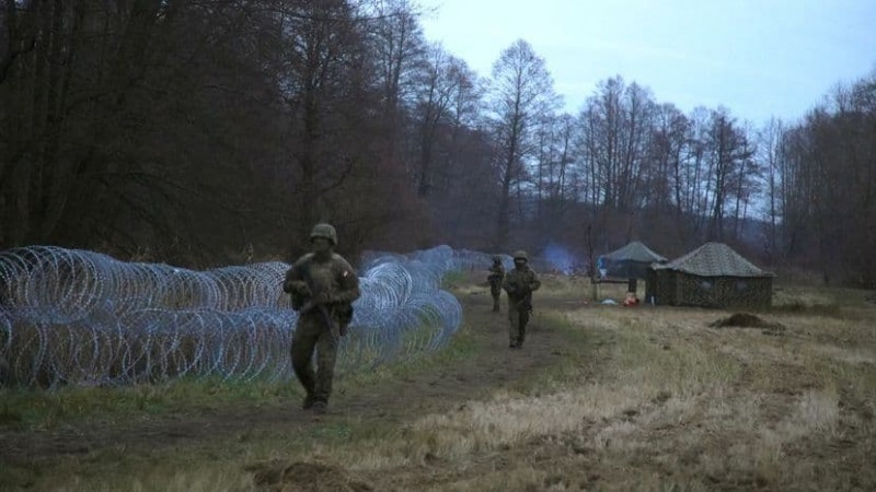 Hybrid attack? The picture is from the Polish side of the border. On the other side there are only families and young people going cold and thirsty.