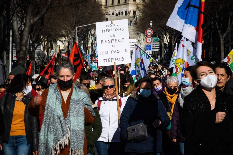 Demonstration last Tuesday of teachers in Marseilles during the teaching strike.