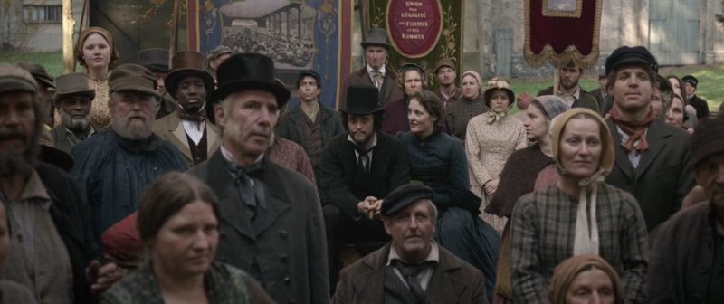 Karl and Jenny Marx attend a talk by Proudhon at an Icarian communist picnic in Paris. Scene from the movie "The Young Marx".