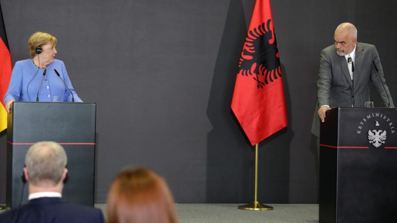 Merkel yesterday in Albania. EU expansion into the Western Balkans, one of the disputes between France and Germany last year, seems resolved in the State of the Union 2021 debate. 