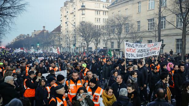 March against the pension reform, January 16, 2020, Paris.