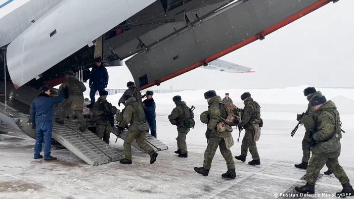 Russian paratroopers embark to suppress protests in Kazakhstan.
