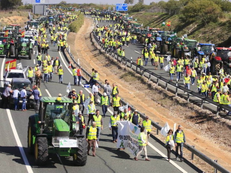 Manifestación de agricultores andaluces contra la PAC en 2020