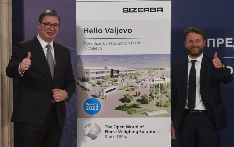 Vucic at the inauguration of a German factory in Serbia