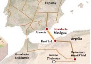 Los gasoductos de los que se nutre el sistema eléctrico español