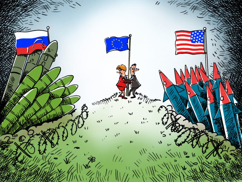 Caricatura rusa sobre el fin del tratado INF