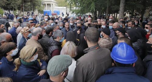 Huelgas en Georgia. Trabajadores del nitrógeno Rustavsky