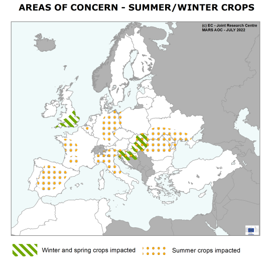 Impacto sobre los cultivos europeos de invierno y verano