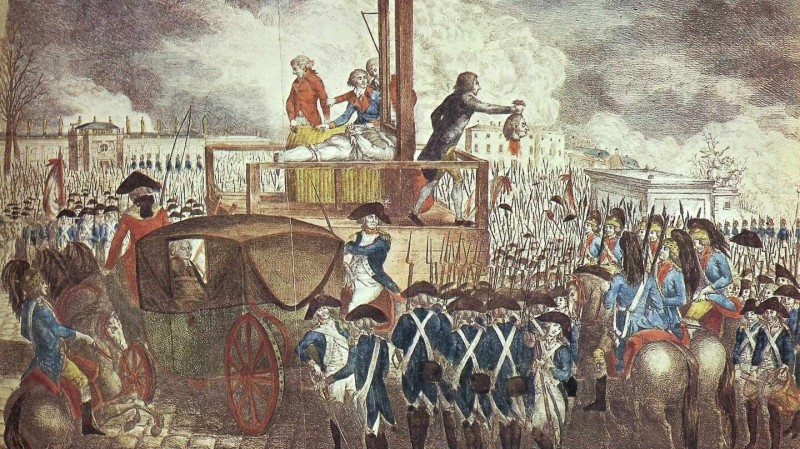 Luis XVI guillotinado durante la Revolución francesa.