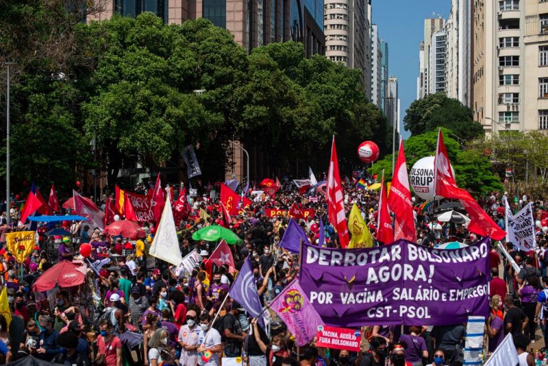 Marcha en Rio de Janeiro ayer denunciando la inminencia de un autogolpe de Bolsonaro