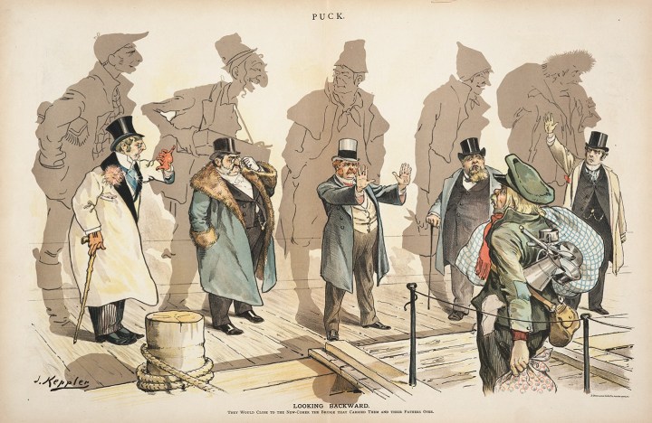 Caricatura de Puck contra el racismo anti-irlandés en EEUU