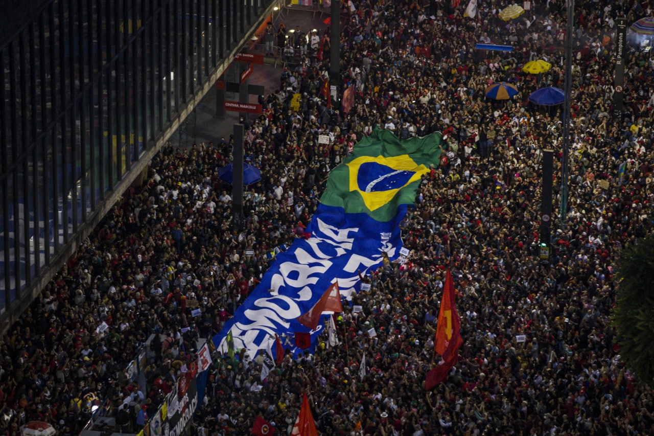Manifestación en Sao Paulo tras la algarada bolsonarista en Brasilia