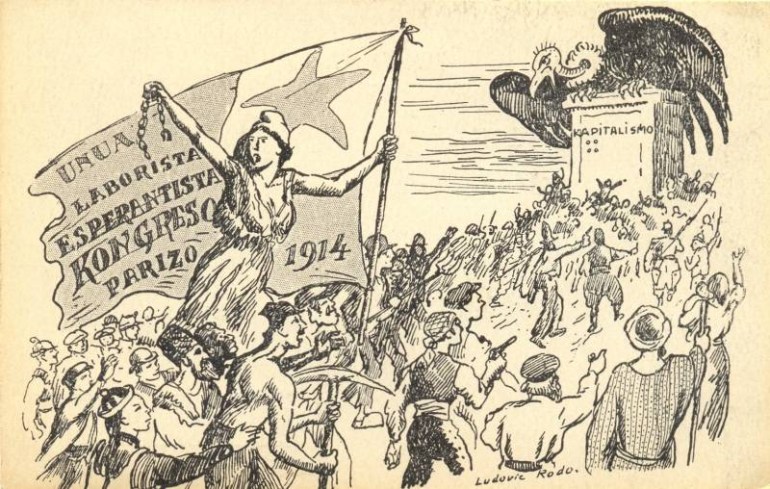 Cartel del primer congreso obrero esperantista en 1914
